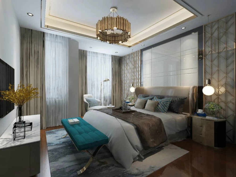 Villa bedroom interior coordination