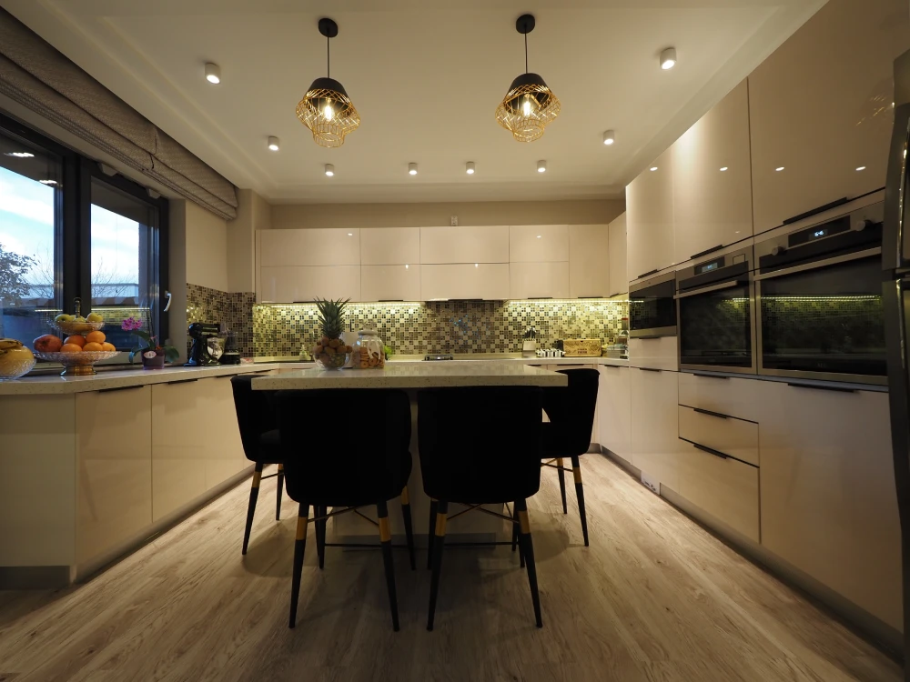 Hotel apartment kitchen cabinet dining area
