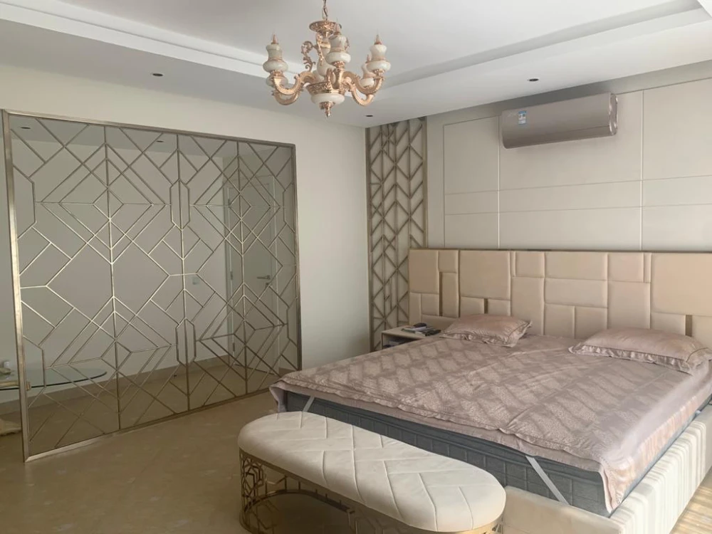 Villa bedroom wall panel detail