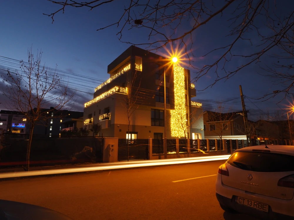 Hotel apartment exterior night view