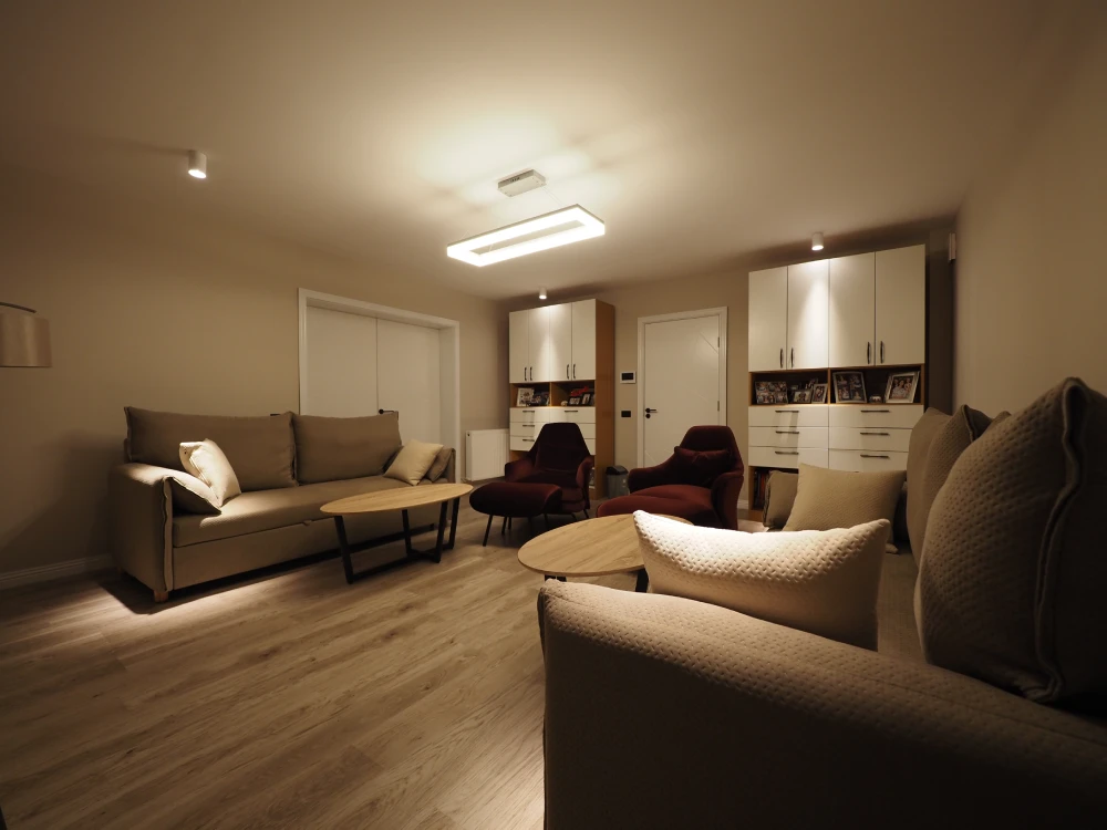 Hotel apartment living room TV wall